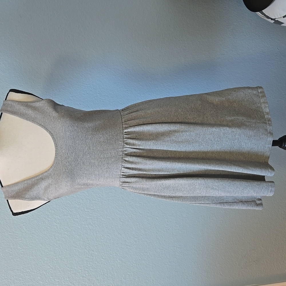 J CREW Cotton Villa Tank Dress Gray Sleeveless Back Button Up Sz Small